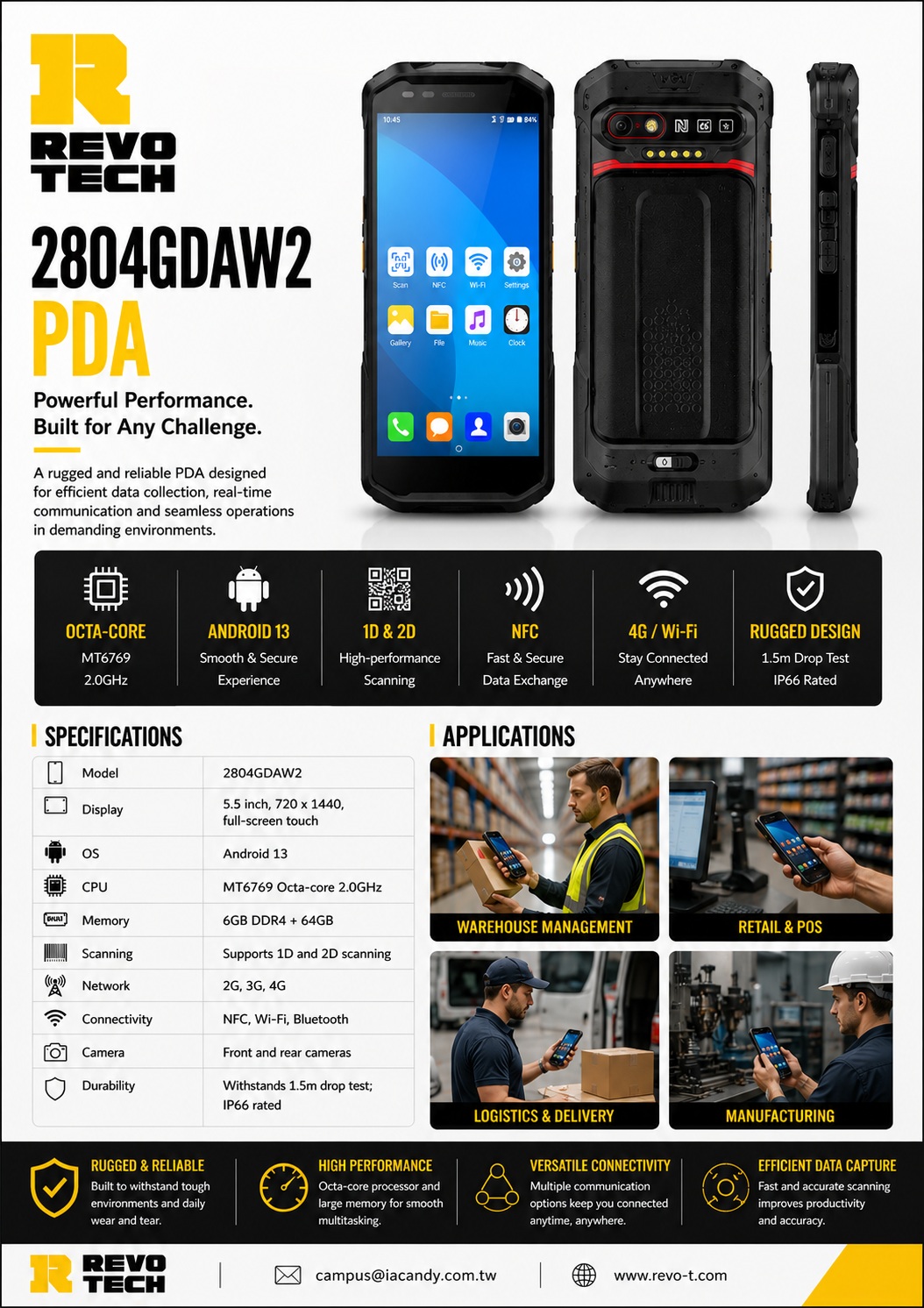 2804GDAW2 · Android mobile computer product specification sheet