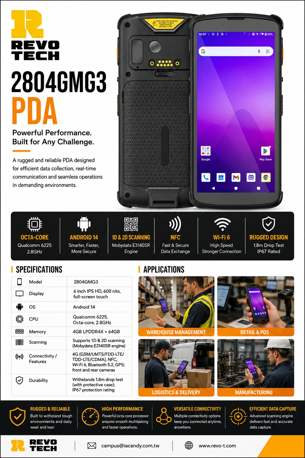 2804GMG3 · Android mobile computer product specification sheet
