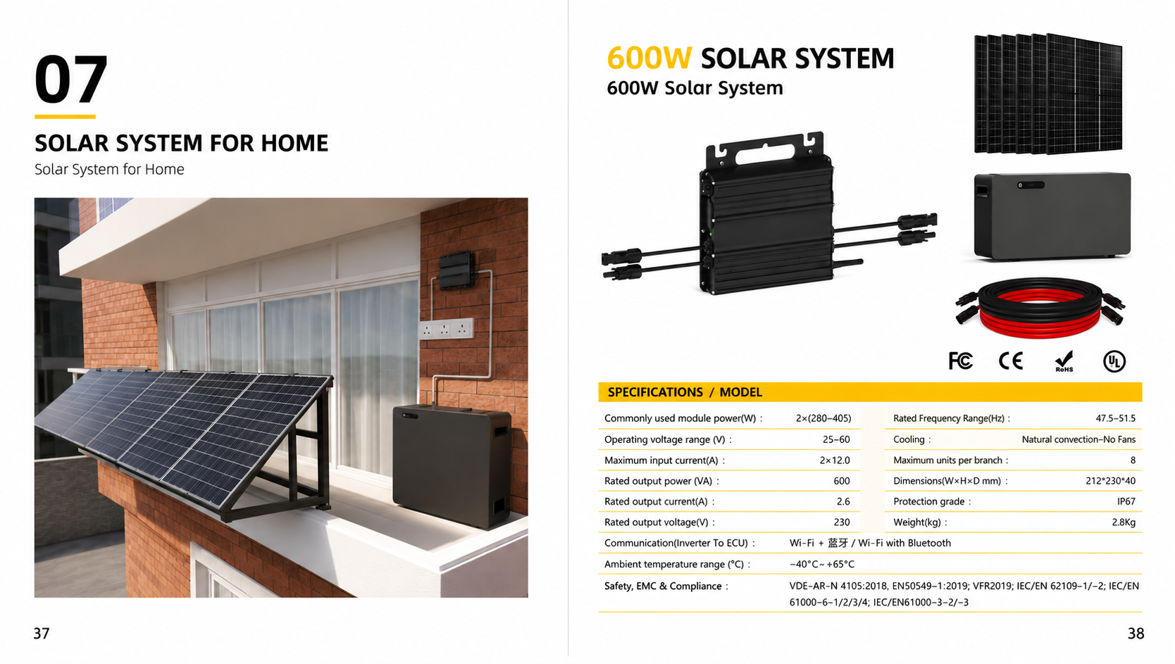 600 W home solar system · Configuration overview product specification sheet