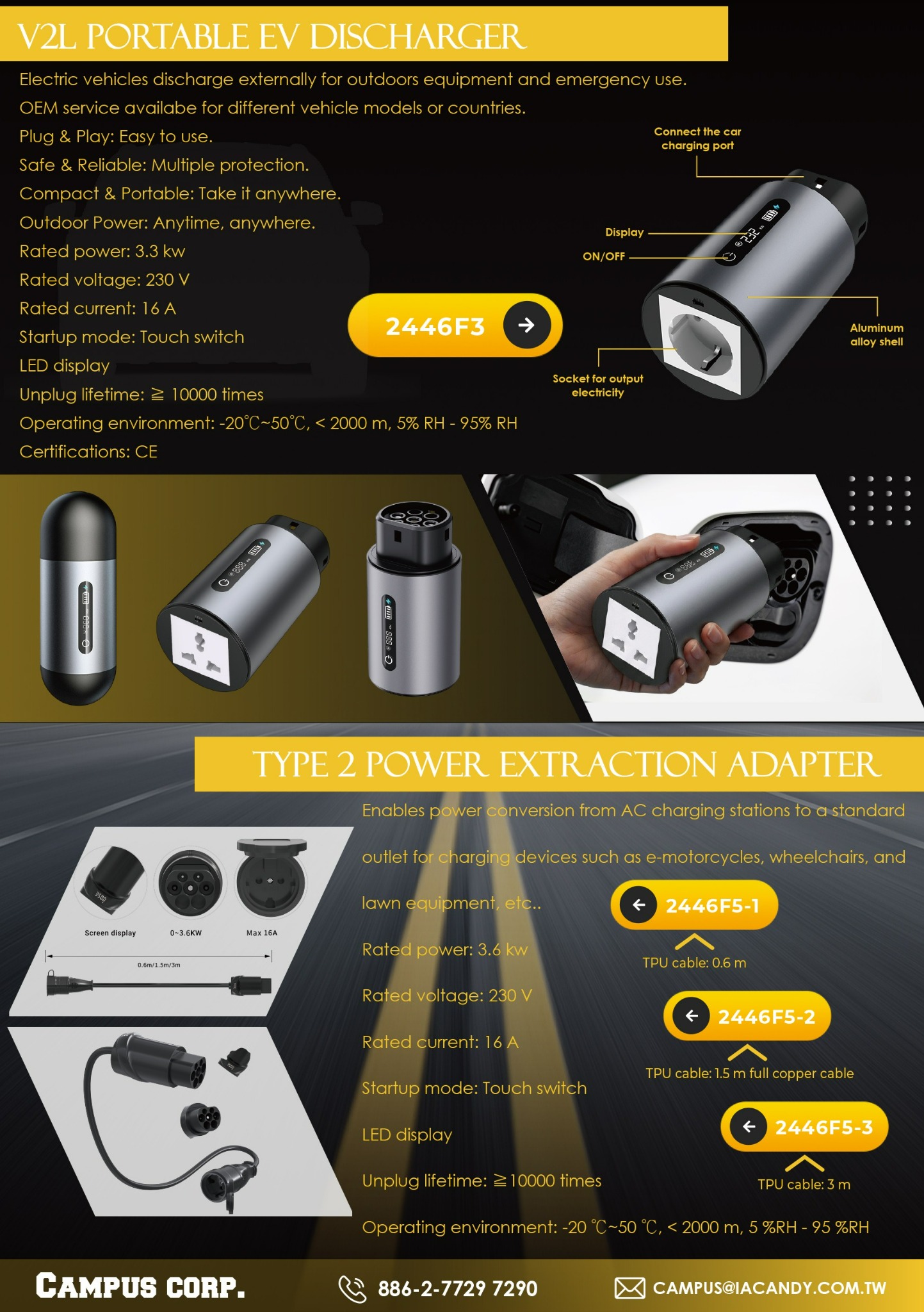 V2L power adapters product specification sheet